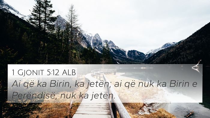 1 Gjonit 5:12 ALB 4K Wallpaper - Ai që ka Birin, ka jetën; ai që nuk ka Birin e - 4K Wallpaper Bible Verse