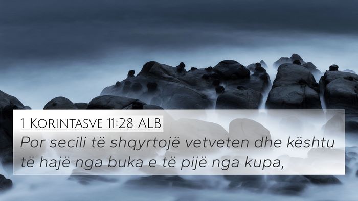 1 Korintasve 11:28 ALB Bible Verse Image