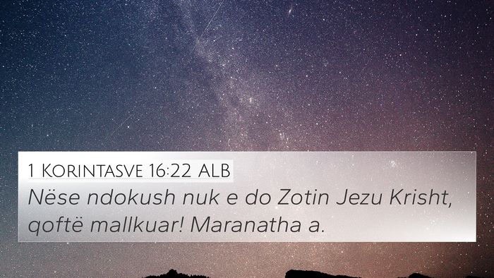 1 Korintasve 16:22 ALB Bible Verse Image