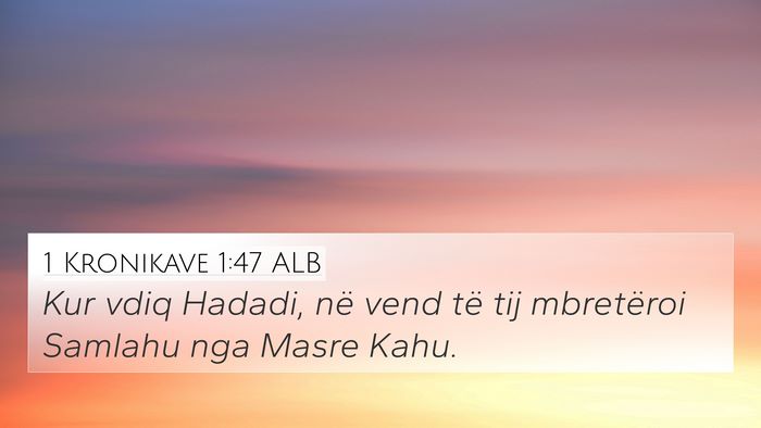 1 Kronikave 1:47 ALB 4K Wallpaper - Kur vdiq Hadadi, në vend të tij mbretëroi - 4K Wallpaper Bible Verse