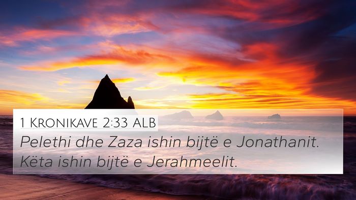1 Kronikave 2:33 ALB 4K Wallpaper - Pelethi dhe Zaza ishin bijtë e Jonathanit. Këta - 4K Wallpaper Bible Verse