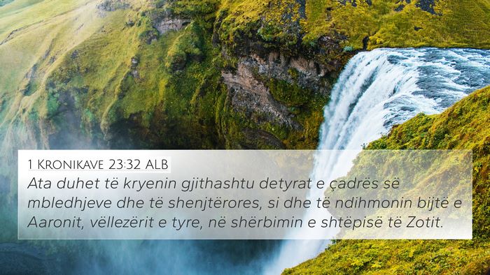 1 Kronikave 23:32 ALB Bible Verse Image