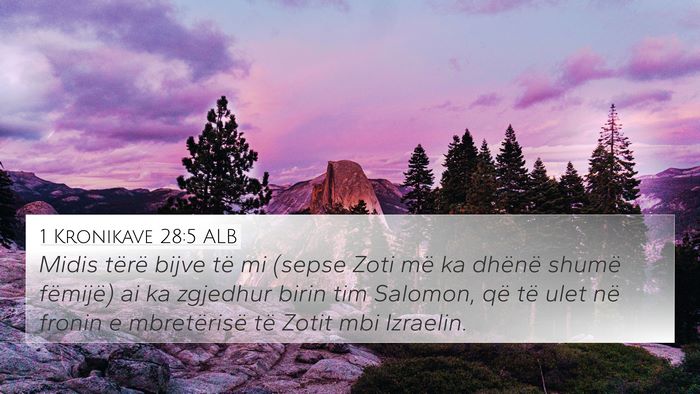 1 Kronikave 28:5 ALB Bible Verse Image