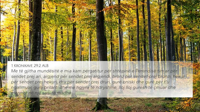 1 Kronikave 29:2 ALB Bible Verse Image
