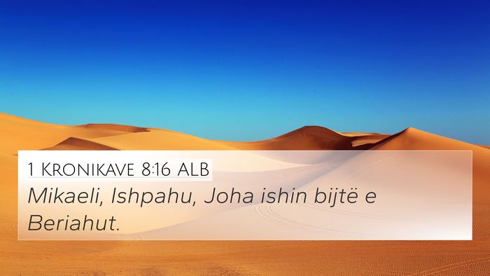 1 Kronikave 8:16 ALB 4K Wallpaper - Mikaeli, Ishpahu, Joha ishin bijtë e - 4K Wallpaper Bible Verse