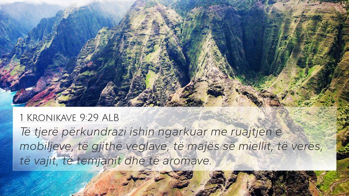1 Kronikave 9:29 ALB Bible Verse Image