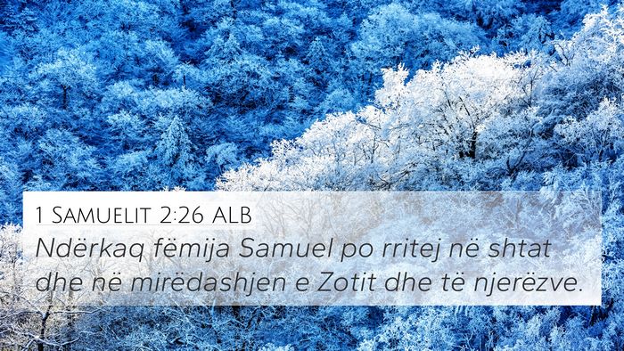 1 Samuelit 2:26 ALB 4K Wallpaper - Ndërkaq fëmija Samuel po rritej në shtat dhe - 4K Wallpaper Bible Verse