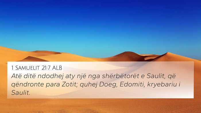 1 Samuelit 21:7 ALB Bible Verse Image