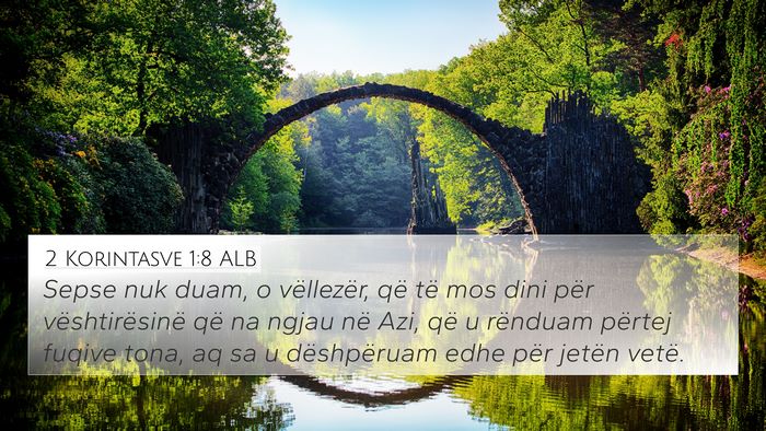 2 Korintasve 1:8 ALB Bible Verse Image