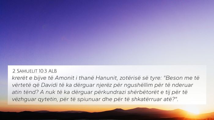 2 Samuelit 10:3 ALB Bible Verse Image