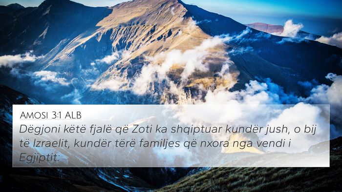 Amosi 3:1 ALB Bible Verse Image