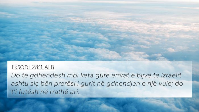 Eksodi 28:11 ALB 4K Wallpaper - Do të gdhendësh mbi këta gurë emrat e bijve - 4K Wallpaper Bible Verse