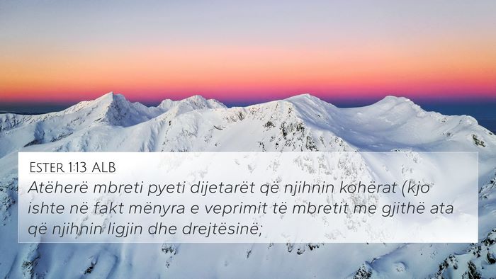 Ester 1:13 ALB Bible Verse Image