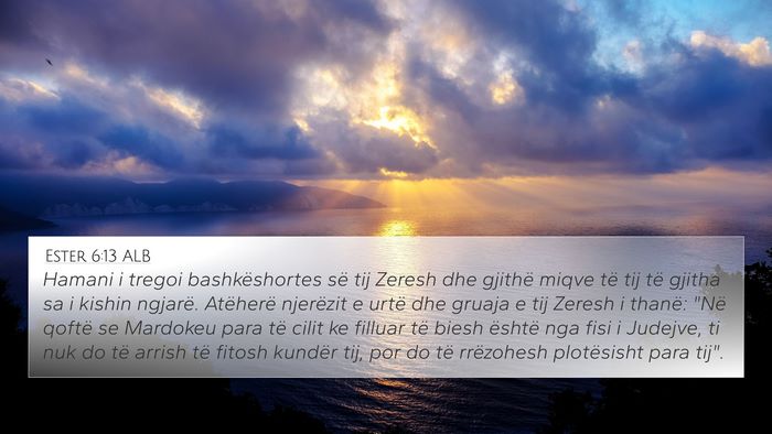 Ester 6:13 ALB Bible Verse Image