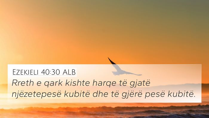 Ezekieli 40:30 ALB 4K Wallpaper - Rreth e qark kishte harqe të gjatë - 4K Wallpaper Bible Verse