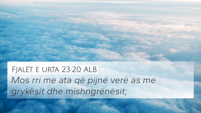 Fjalët e urta 23:20 ALB Bible Verse Image