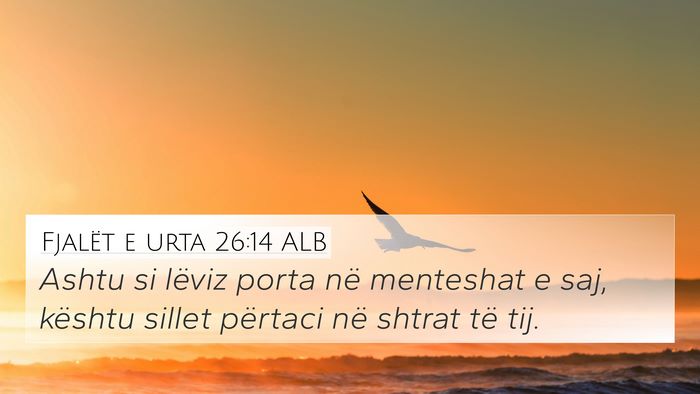 Fjalët e urta 26:14 ALB 4K Wallpaper - Ashtu si lëviz porta në menteshat e saj, - 4K Wallpaper Bible Verse