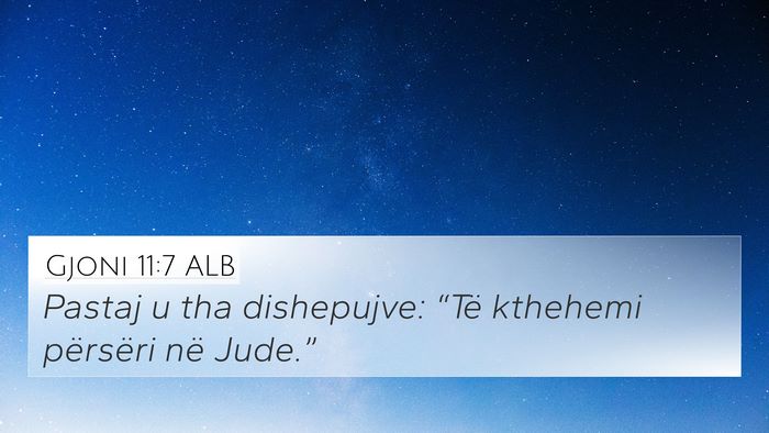 Gjoni 11:7 ALB 4K Wallpaper - Pastaj u tha dishepujve: “Të kthehemi - 4K Wallpaper Bible Verse