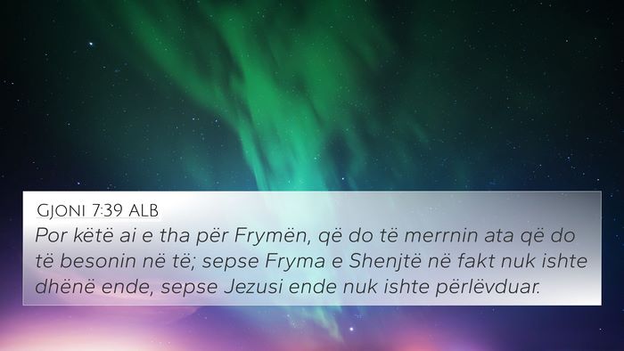 Gjoni 7:39 ALB 4K Wallpaper - Por këtë ai e tha për Frymën, që do të - 4K Wallpaper Bible Verse