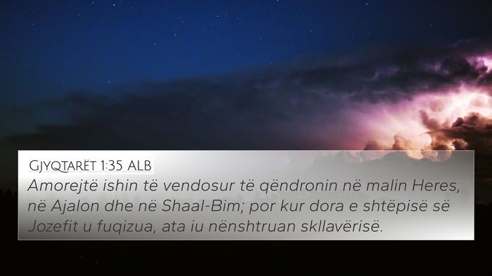 Gjyqtarët 1:35 ALB Bible Verse Image