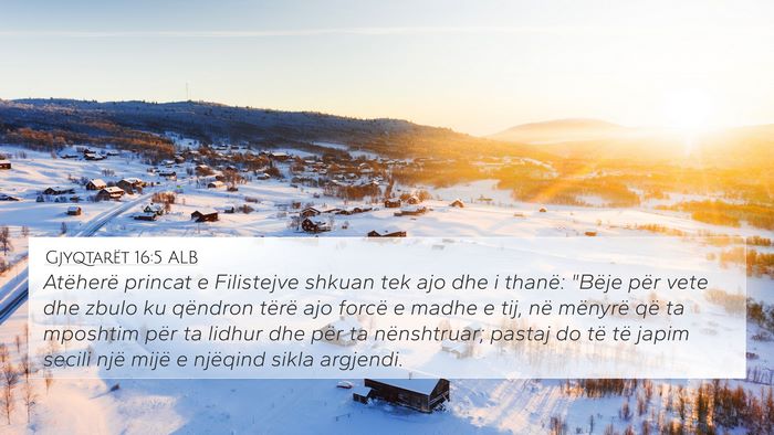 Gjyqtarët 16:5 ALB Bible Verse Image