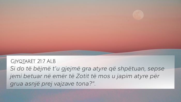 Gjyqtarët 21:7 ALB Bible Verse Image