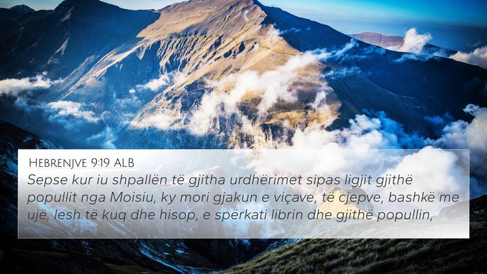 Hebrenjve 9:19 ALB Bible Verse Image