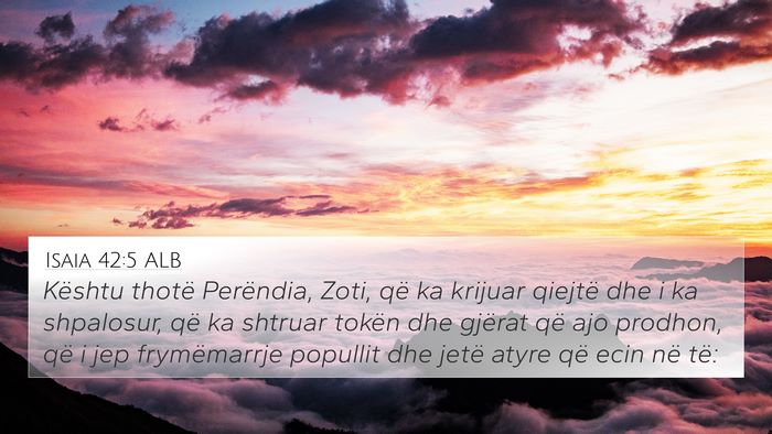 Isaia 42:5 ALB Bible Verse Image