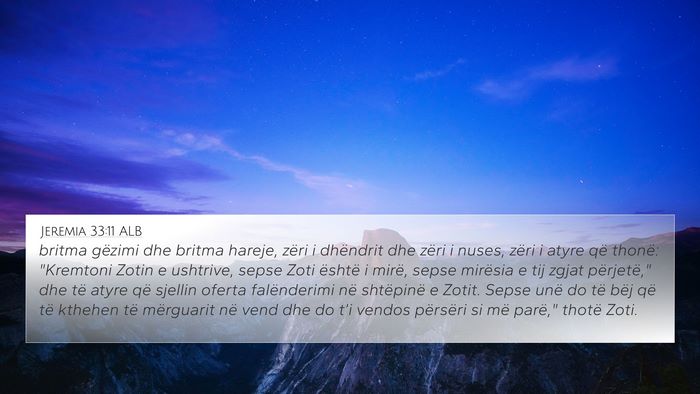 Jeremia 33:11 ALB Bible Verse Image