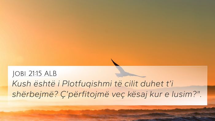 Jobi 21:15 ALB Bible Verse Image