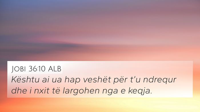 Jobi 36:10 ALB Bible Verse Image