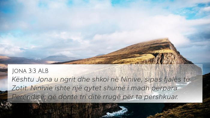Jona 3:3 ALB Bible Verse Image