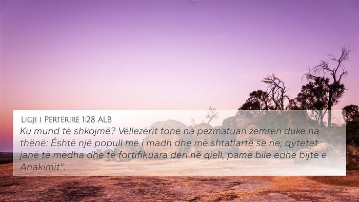 Ligji i Përtërirë 1:28 ALB Bible Verse Image