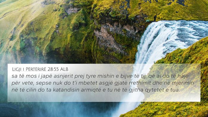 Ligji i Përtërirë 28:55 ALB Bible Verse Image