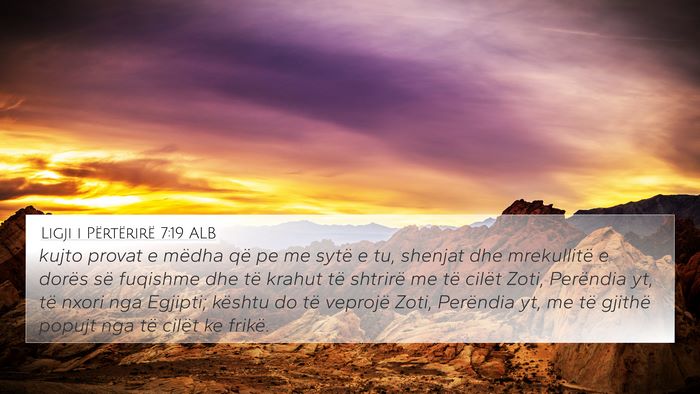 Ligji i Përtërirë 7:19 ALB Bible Verse Image