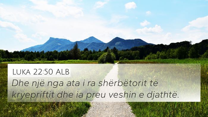 Luka 22:50 ALB 4K Wallpaper - Dhe një nga ata i ra shërbëtorit të - 4K Wallpaper Bible Verse