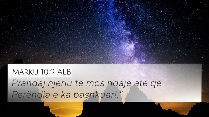 Marku 10:9 ALB Bible Verse Image