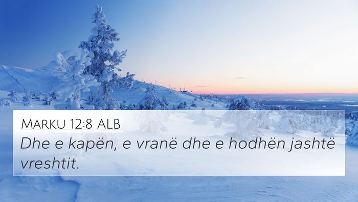 Marku 12:8 ALB 4K Wallpaper - Dhe e kapën, e vranë dhe e hodhën jashtë - 4K Wallpaper Bible Verse