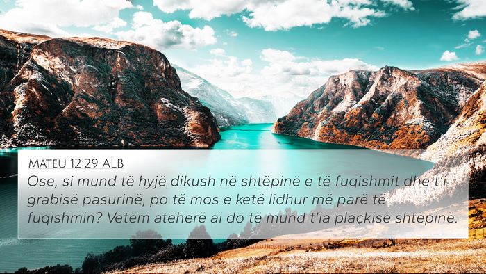 Mateu 12:29 ALB 4K Wallpaper - Ose, si mund të hyjë dikush në shtëpinë e - 4K Wallpaper Bible Verse