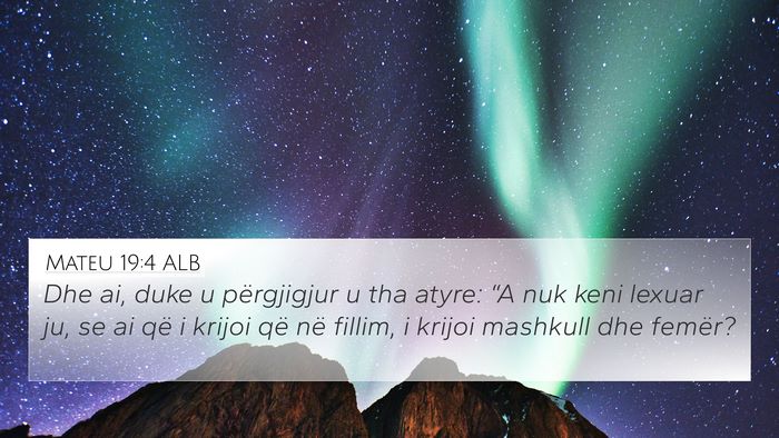 Mateu 19:4 ALB Bible Verse Image