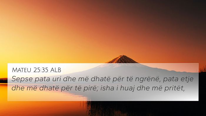 Mateu 25:35 ALB Bible Verse Image
