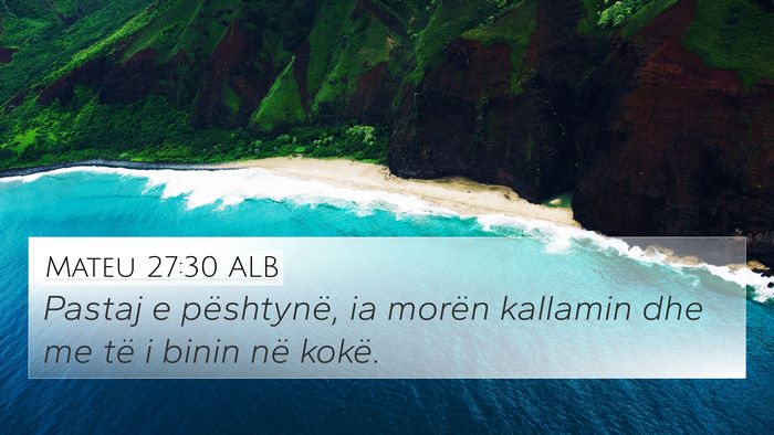 Mateu 27:30 ALB 4K Wallpaper - Pastaj e pështynë, ia morën kallamin dhe me - 4K Wallpaper Bible Verse