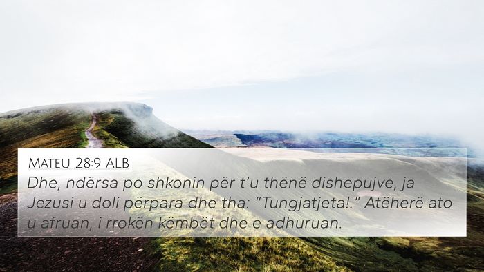 Mateu 28:9 ALB Bible Verse Image