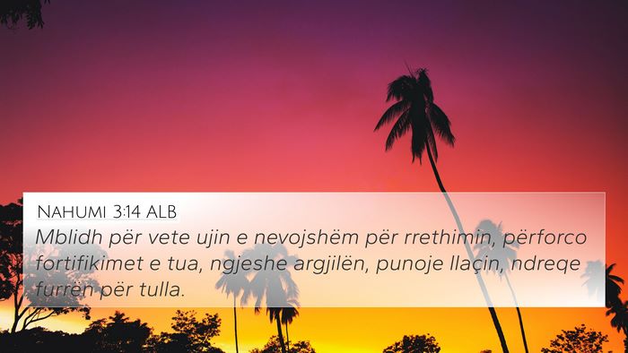 Nahumi 3:14 ALB Bible Verse Image