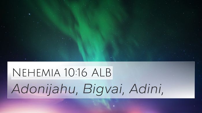 Nehemia 10:16 ALB 4K Wallpaper - Adonijahu, Bigvai, - 4K Wallpaper Bible Verse