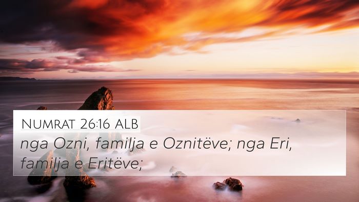 Numrat 26:16 ALB 4K Wallpaper - nga Ozni, familja e Oznitëve; nga Eri, familja e - 4K Wallpaper Bible Verse