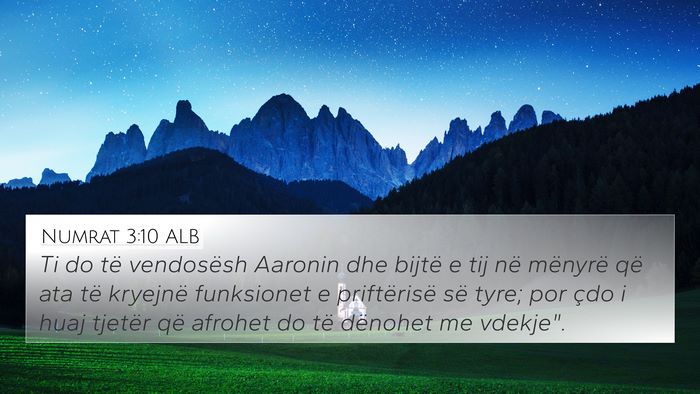 Numrat 3:10 ALB Bible Verse Image