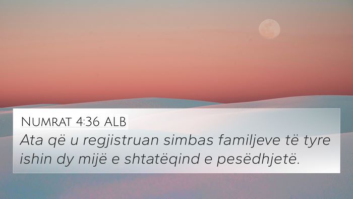 Numrat 4:36 ALB 4K Wallpaper - Ata që u regjistruan simbas familjeve të tyre - 4K Wallpaper Bible Verse