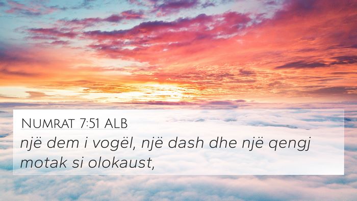 Numrat 7:51 ALB 4K Wallpaper - një dem i vogël, një dash dhe një qengj motak - 4K Wallpaper Bible Verse