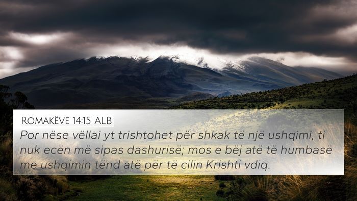 Romakëve 14:15 ALB Bible Verse Image
